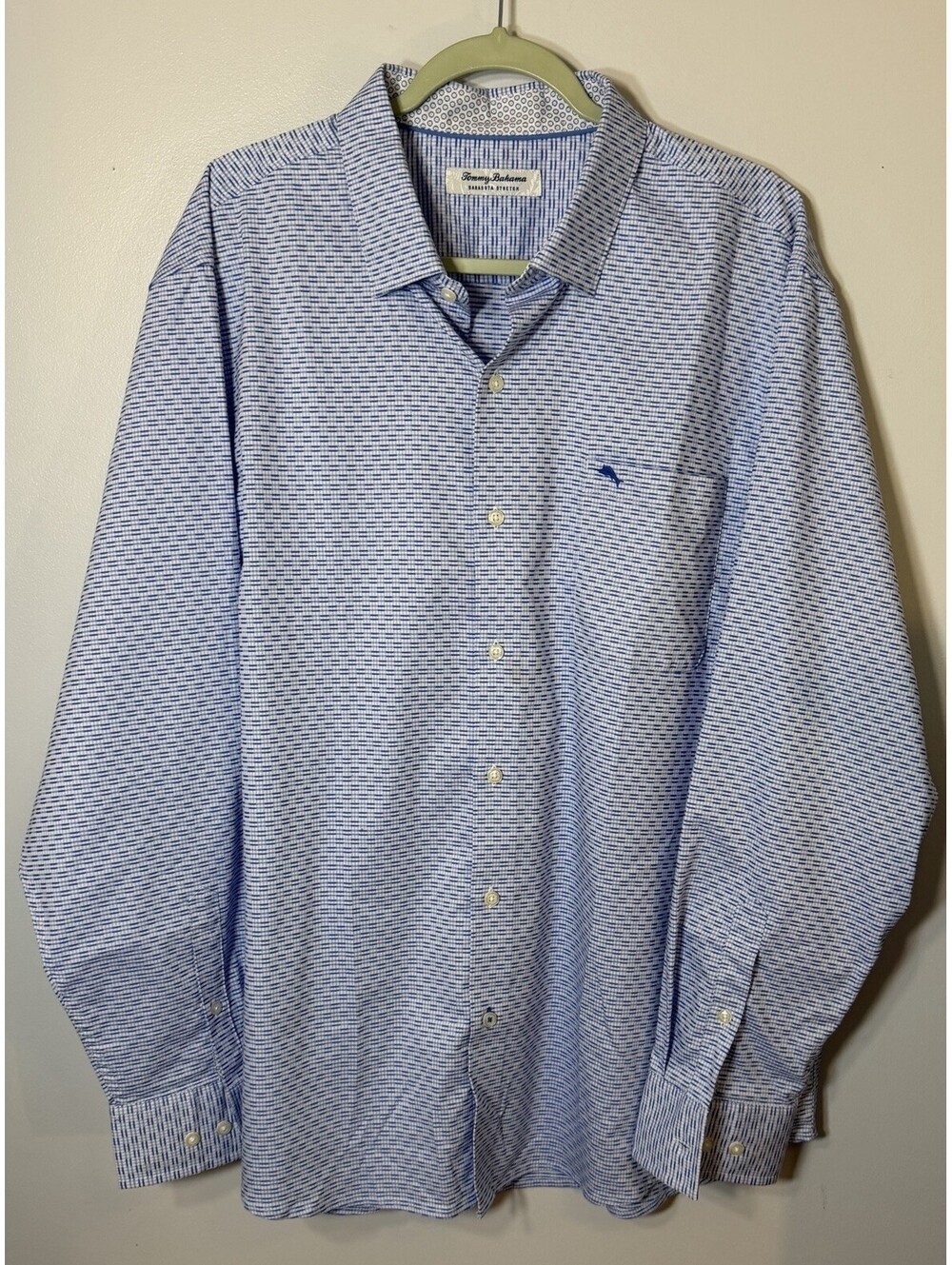 Tommy Bahama Sarasota Stretch Shirt Men’s XL Blue Striped LS Button Up